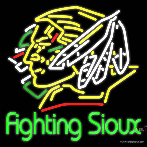 Custom North Dakota Fighting Sioux Real Neon Glass Tube Neon Sign 