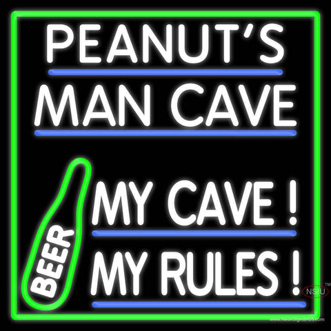 Custom Peanuts Man Cave Beer Real Neon Glass Tube Neon Sign 