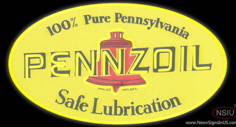 Pennzoil Logo Safe Lubrication Real Neon Glass Tube Neon Sign 