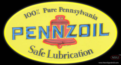 Pennzoil Safe Lubrication Real Neon Glass Tube Neon Sign 