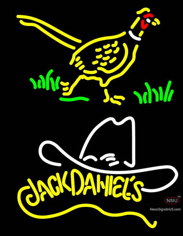 Pheasant And Jack Daniels Yellow Neon Sign 