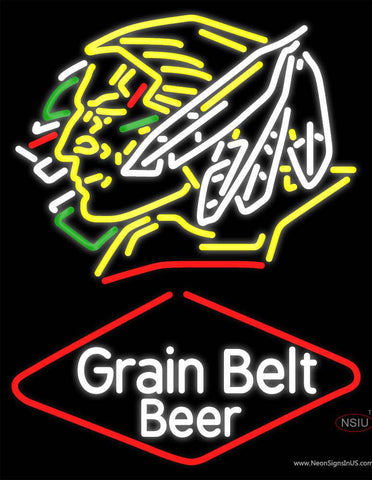 Custom Grainbelt Fighting Sioux Real Neon Glass Tube Neon Sign 