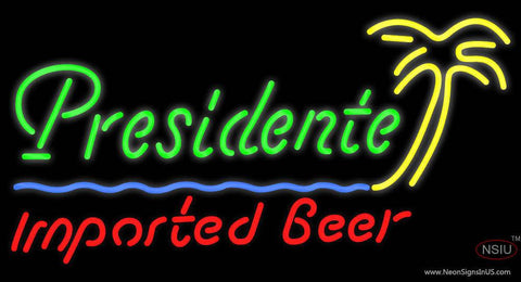 Custom Presidente Imported Beer Palm Tree Real Neon Glass Tube Neon Sign 