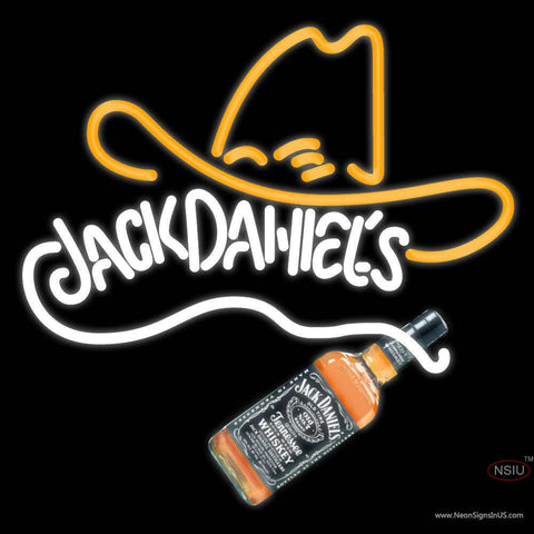 Custom Rare Jack Daniels Whiskey Cowboy Hat Real Neon Glass Tube Neon Sign 