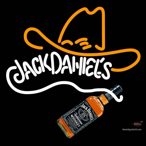 Custom Rare Jack Daniels Whiskey Cowboy Hat Neon Sign  