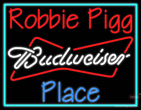 Custom Robbie Pigg Place Budweiser Real Neon Glass Tube Neon Sign 