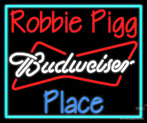 Custom Robbie Pigg Place Budweiser Real Neon Glass Tube Neon Sign 