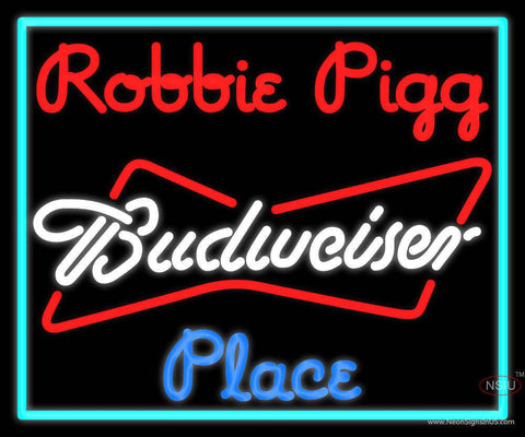 Custom Robbie Pigg Place Budweiser Real Neon Glass Tube Neon Sign 