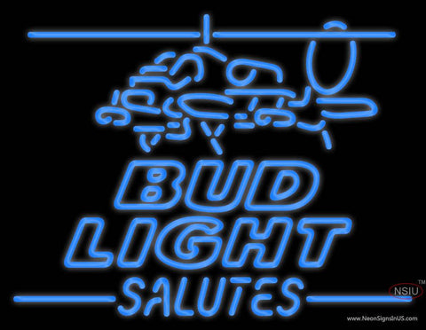 Custom Salutes Bud Light Logo Real Neon Glass Tube Neon Sign 