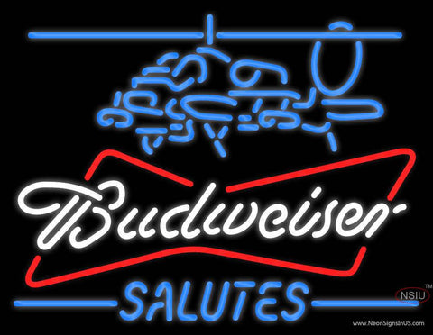 custom Salutes Budweiser Logo Real Neon Glass Tube Neon Sign 