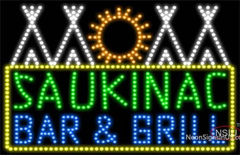 Custom Saukinac Bar And Grill Logo Led Sign  
