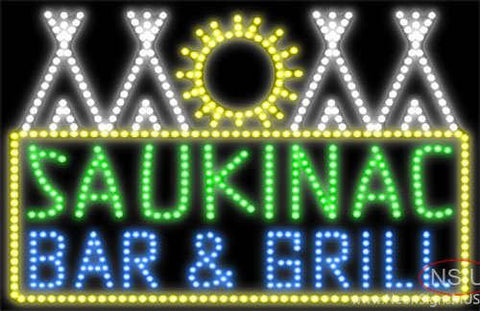 Custom Saukinac Bar And Grill Logo Led Sign 