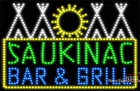 Custom Saukinac Bar And Grill Logo Led Sign  