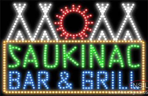 Custom Saukinac Bar And Grill Logo Led Sign