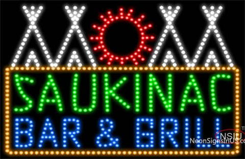 Custom Saukinac Bar And Grill Logo Led Sign  