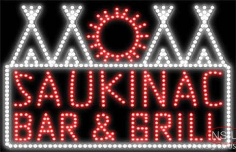 Custom Saukinac Bar And Grill Logo Led Sign 