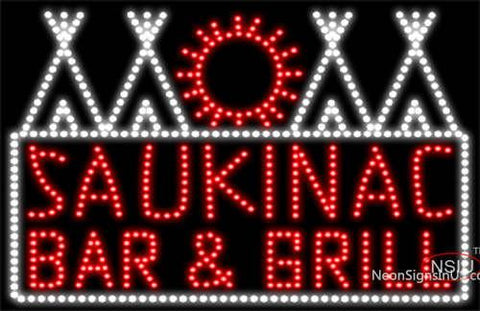 Custom Saukinac Bar And Grill Logo Led Sign  