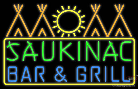 Custom Saukinac Bar And Grill Logo Real Neon Glass Tube Neon Sign 