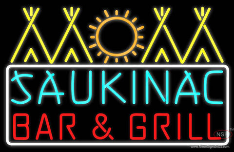 Custom Saukinac Bar And Grill Logo Real Neon Glass Tube Neon Sign 