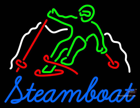Custom Steamboat Mountain Skier Neon Sign  