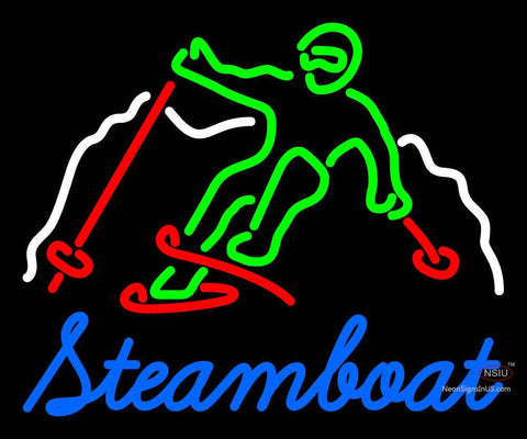 Custom Steamboat Mountain Skier Neon Sign  