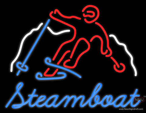 Custom Steamboat Mountain Skier Real Neon Glass Tube Neon Sign