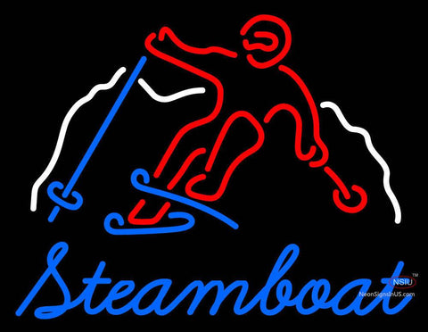 Custom Steamboat Mountain Skier Neon Sign  