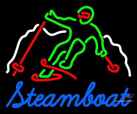 Custom Steamboat Mountain Skier Neon Sign  