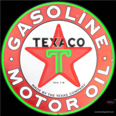 Texaco Gasoline Real Neon Glass Tube Neon Sign 