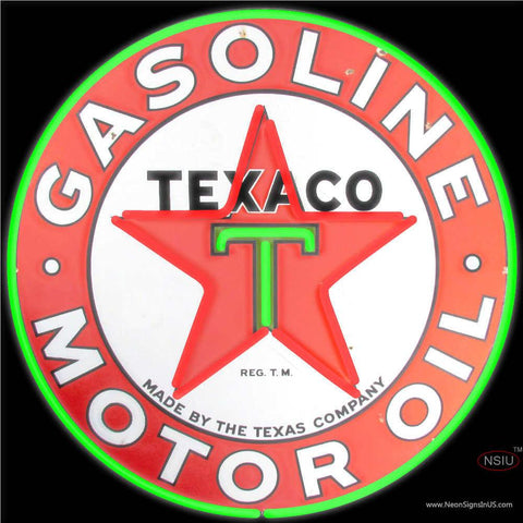 Texaco Motor Oil Gasoline Real Neon Glass Tube Neon Sign 