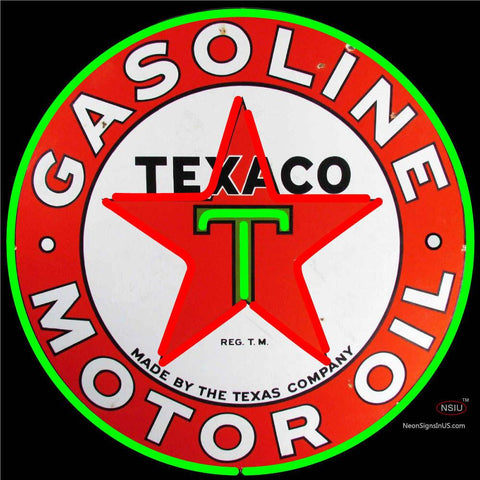 Texaco Motor Oil Gasoline Neon Sign 