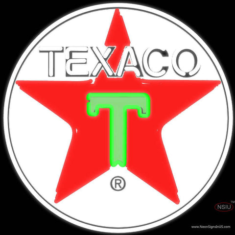 Texaco Logo Gasoline Real Neon Glass Tube Neon Sign 