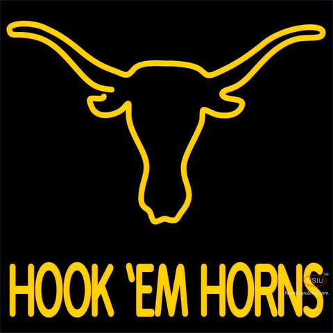 Custom Texas Longhorn And The Hook Em Neon Sign 