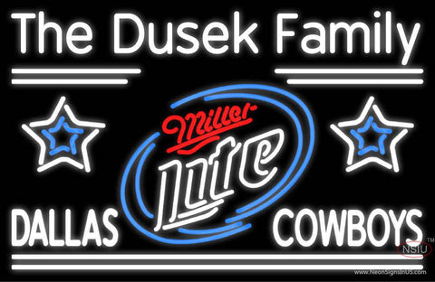 Custom The Dusek Family Dallas Cowboys Real Neon Glass Tube Neon Sign 