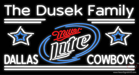 Custom The Dusek Family Dallas Cowboys Real Neon Glass Tube Neon Sign 