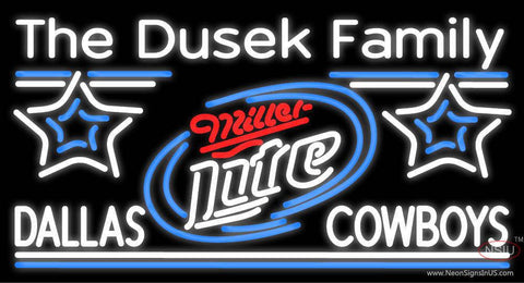 Custom The Dusek Family Dallas Cowboys Real Neon Glass Tube Neon Sign