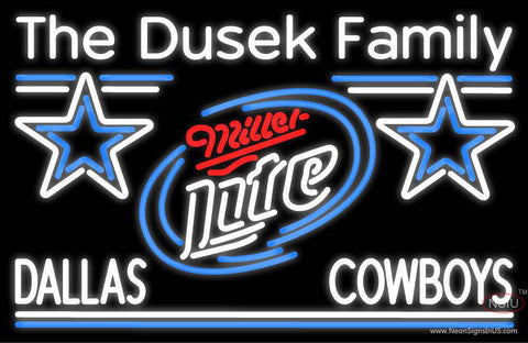 Custom The Dusek Family Dallas Cowboys Real Neon Glass Tube Neon Sign 