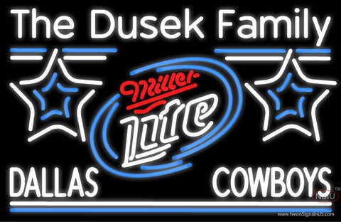 Custom The Dusek Family Dallas Cowboys Real Neon Glass Tube Neon Sign