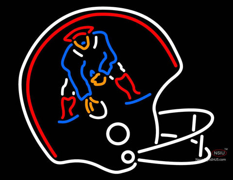 Custom Throwback Two Bar Facemask Style Helmet Pat Patriot Neon Sign 