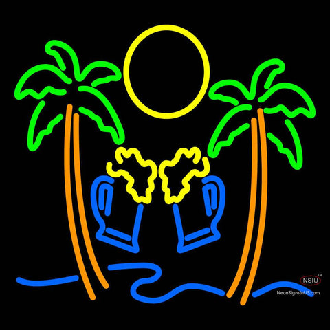 Custom Two Palm Tree With Two Beer Glass Neon Sign  