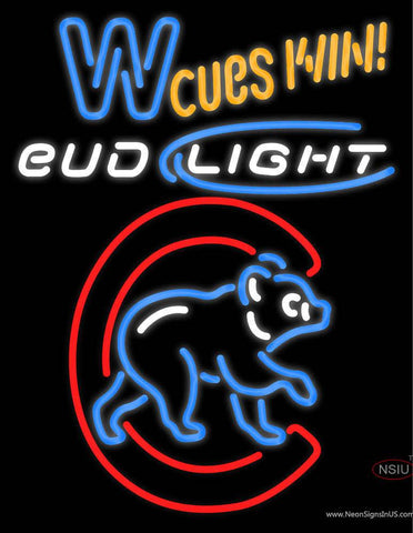 Custom W Cues Win Bud Light Logo Real Neon Glass Tube Neon Sign 