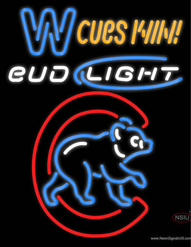 Custom W Cues Win Bud Light Logo Real Neon Glass Tube Neon Sign 