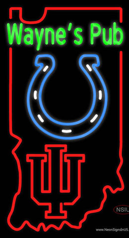 Custom Cecils Pub With Colts And Indiana Hoosiers Real Neon Glass Tube Neon Sign 