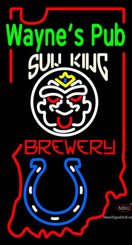 Custom Waynes Pub With Sun King Logo And Colt Logo Neon Sign  