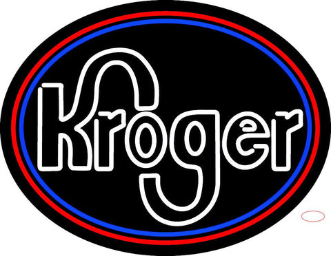 Custom White Kroger With Round Logo Neon Sign  