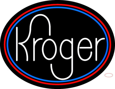 Custom White Kroger With Round Logo Neon Sign  