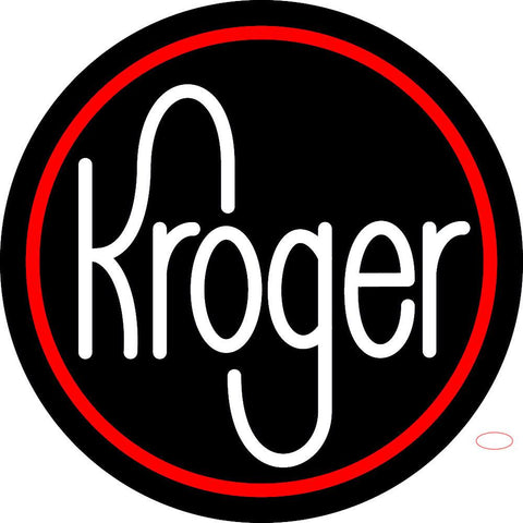 Custom White Kroger With Round Logo Neon Sign  