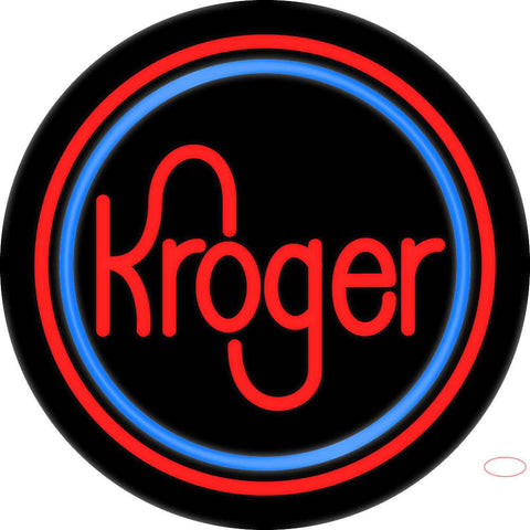 Custom White Kroger With Round Logo Real Neon Glass Tube Neon Sign 7 