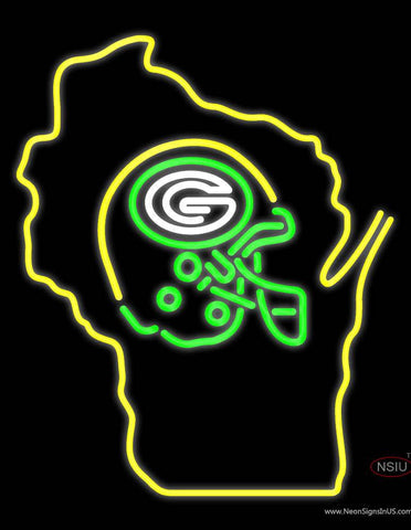 Custom Wisconsin Stat Green Bay Packer Real Neon Glass Tube Neon Sign 