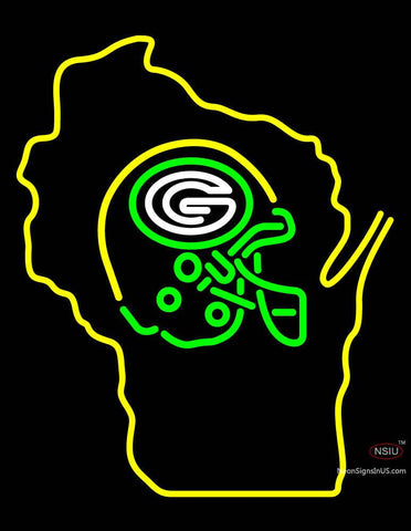 Custom Wisconsin Stat Green Bay Packer Neon Sign  